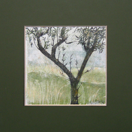 Olive Tree linocut